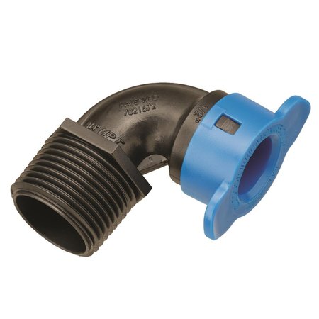 GAN EDEN 0.75 x .5 in. Blu-Lock MPT Plastic Elbow; Black & Blue GA612183